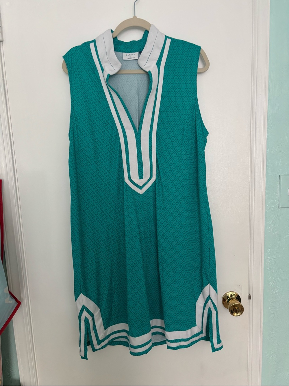 Talbots Cabana Life Teal Patterned Dress 1X